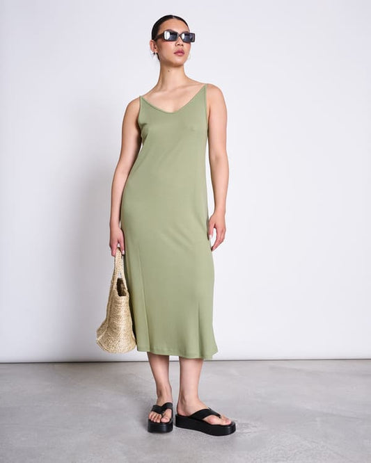 Midi Dress TRIANGLE - pale olive