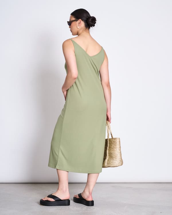 Midi Dress TRIANGLE - pale olive