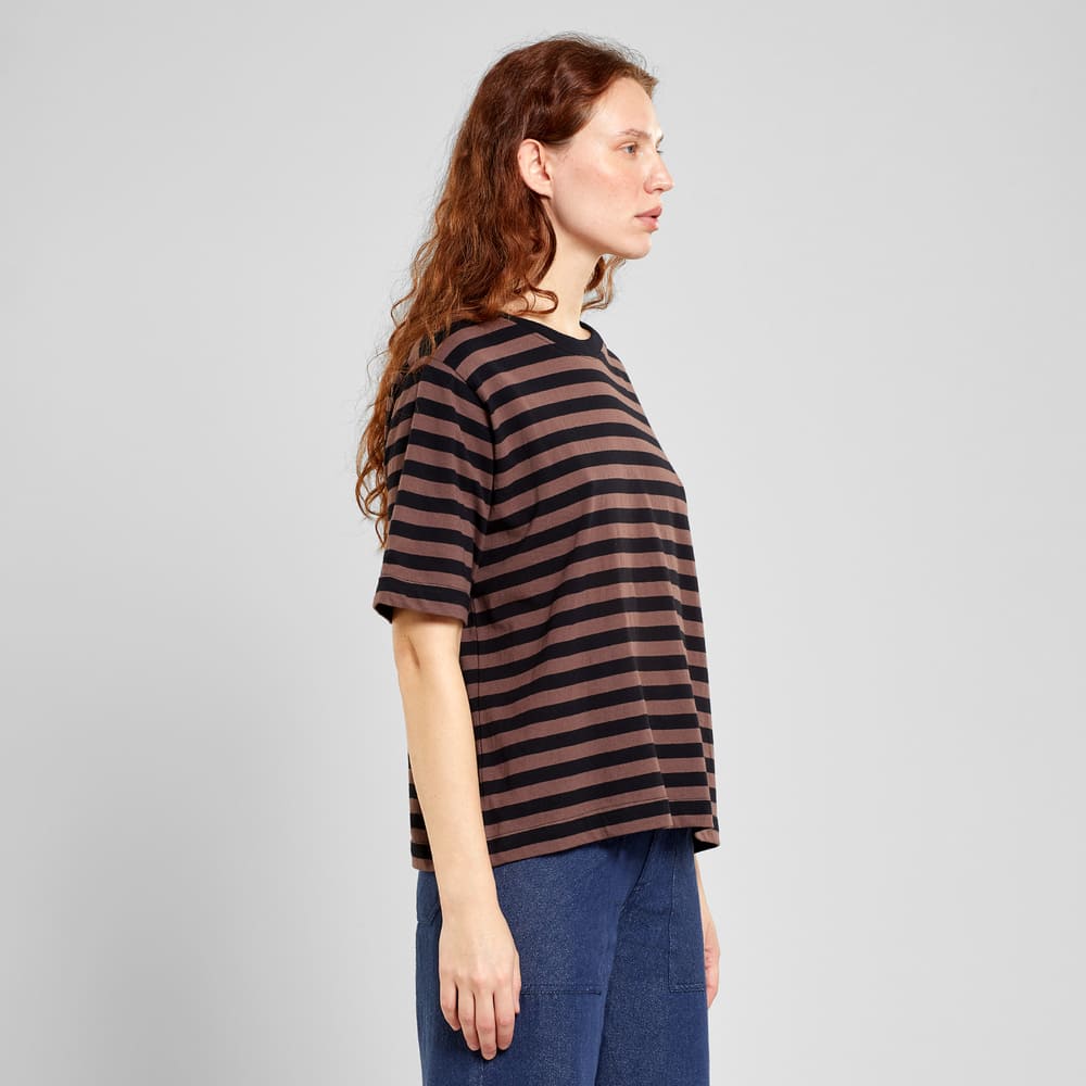 T-shirt VADSTENA - stripes black/brown