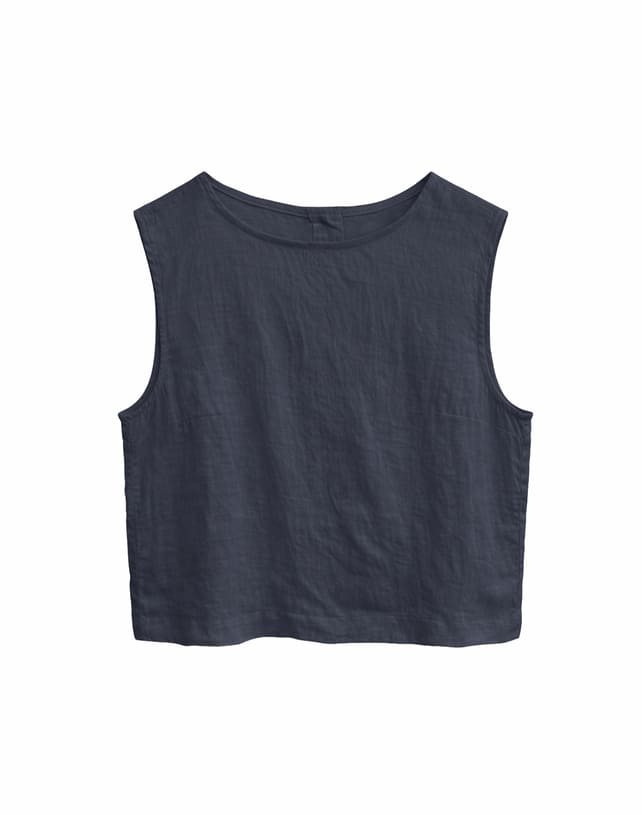 Top LINEN- ink blue