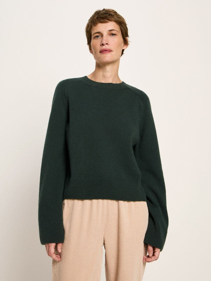 Cropped Pullover- forest melange