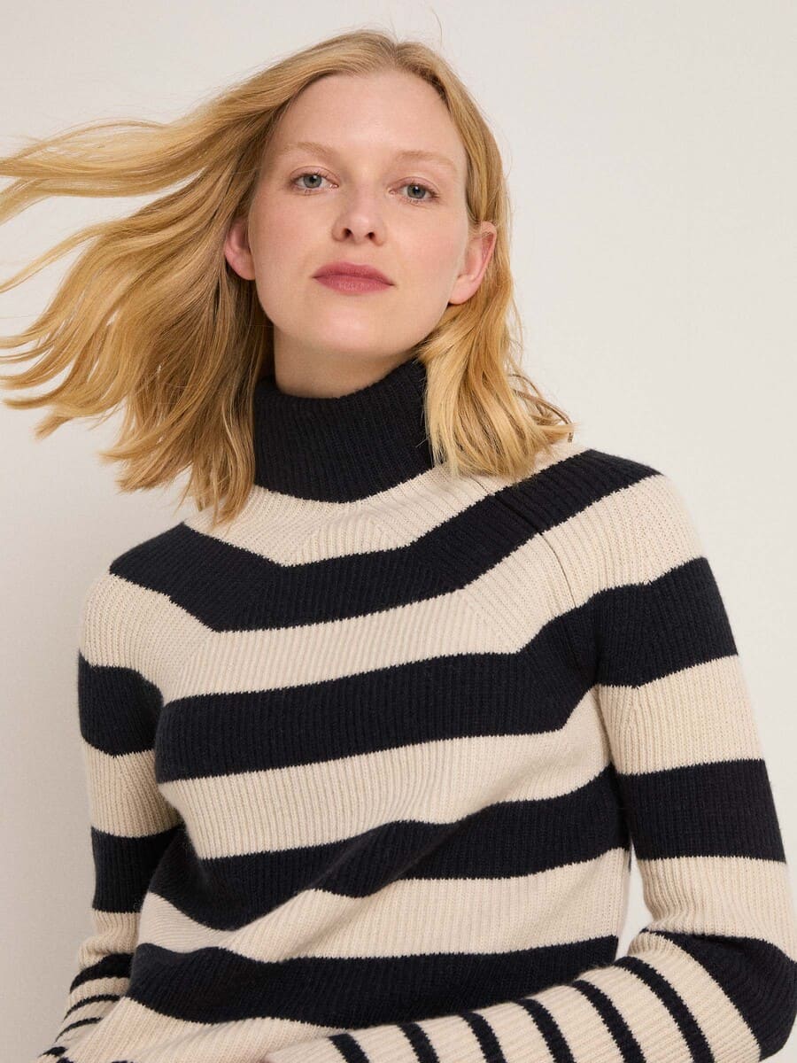 Rippenpullover - off white