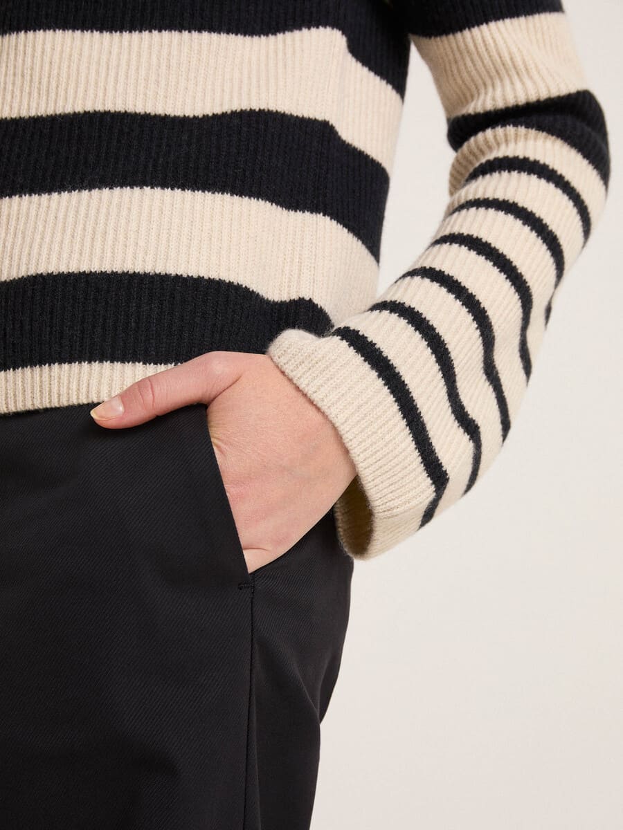 Rippenpullover - off white