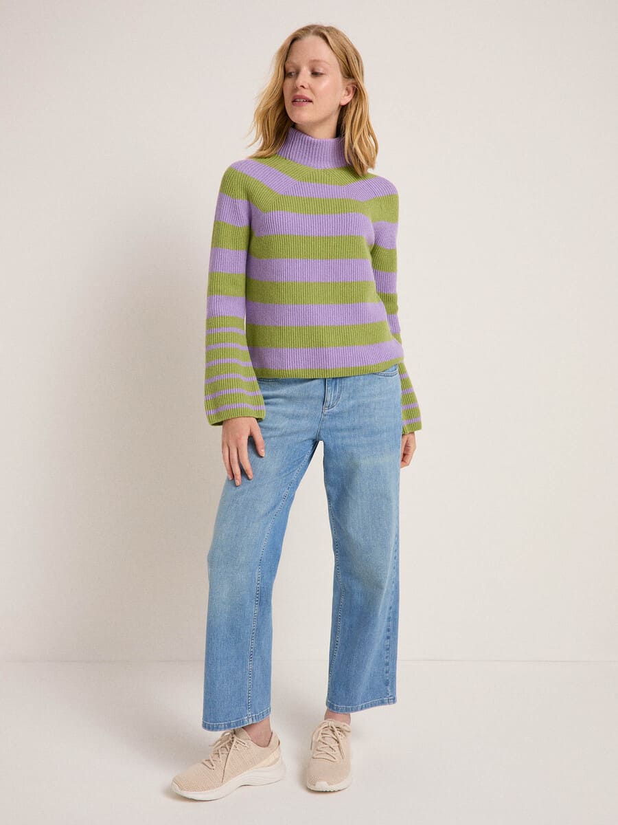 Rippenpullover - purple rose/fern