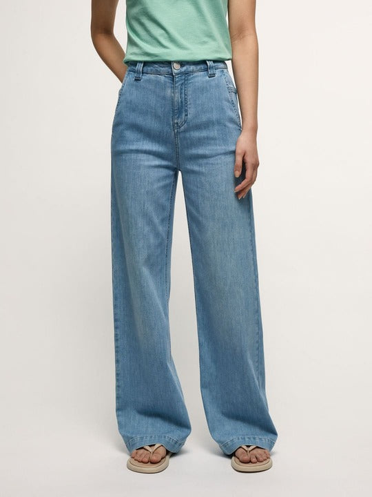 High Waist Marlenejeans - light blue denim