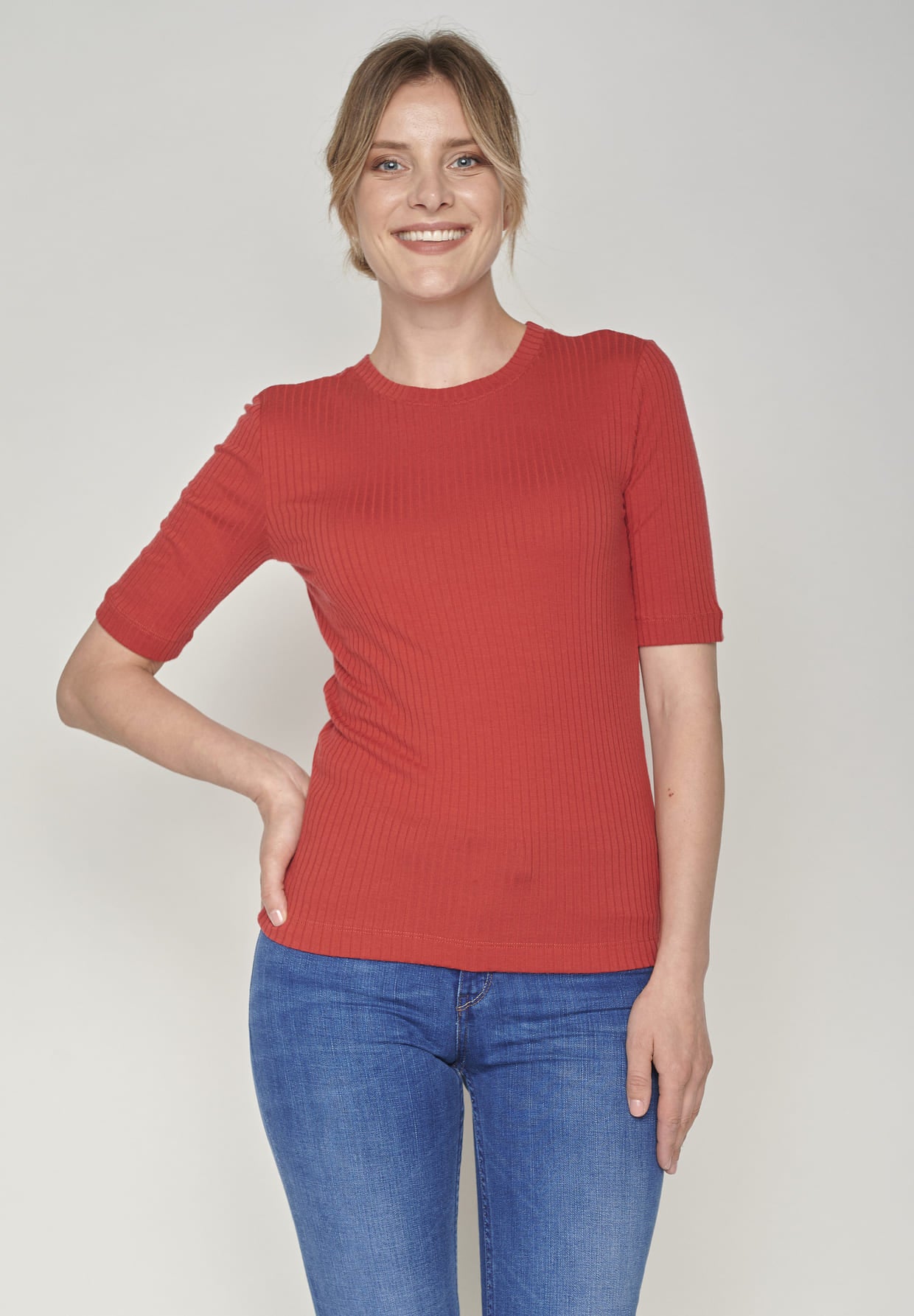 Rib Shirt LANE - carmine red