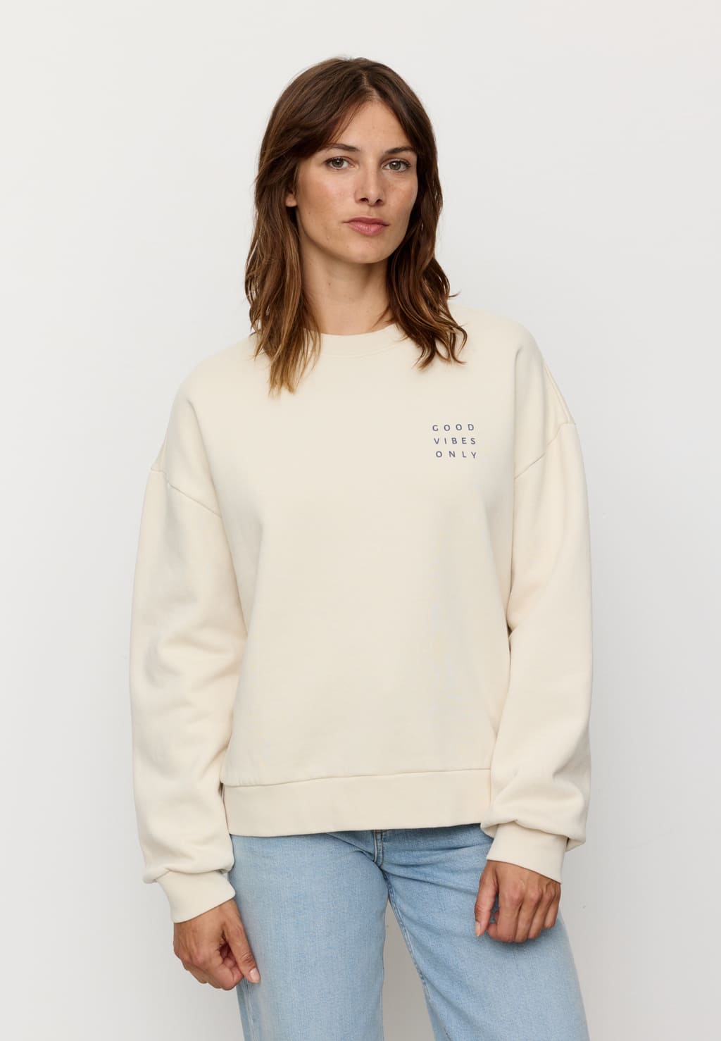 Sweatshirt NERINE GOOD VIBES - artic white