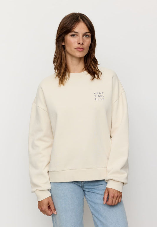 Sweatshirt NERINE GOOD VIBES - artic white