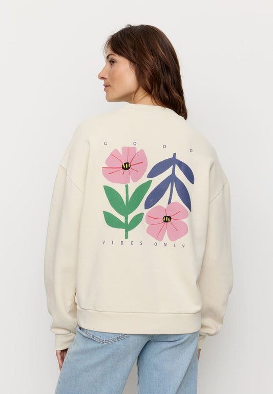 Sweatshirt NERINE GOOD VIBES - artic white