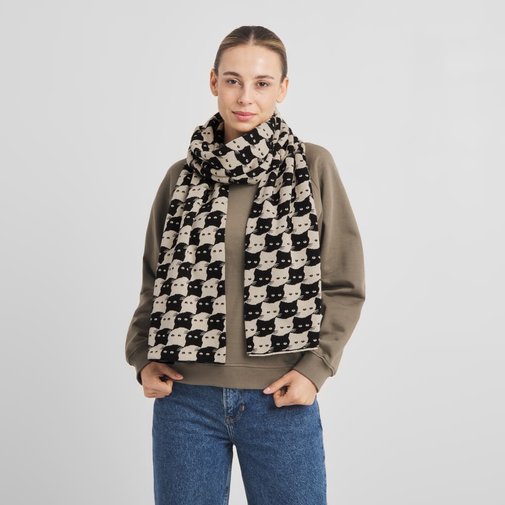Scarf ROSSBERGA cats oat white