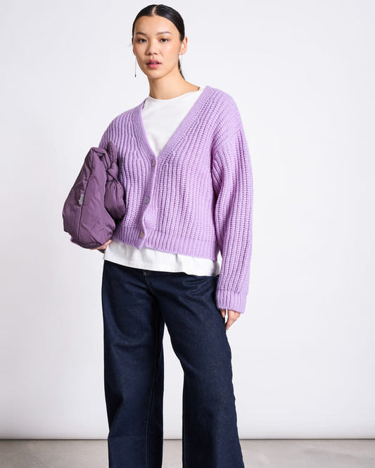 Cardigan LENA WOOLY - lavender