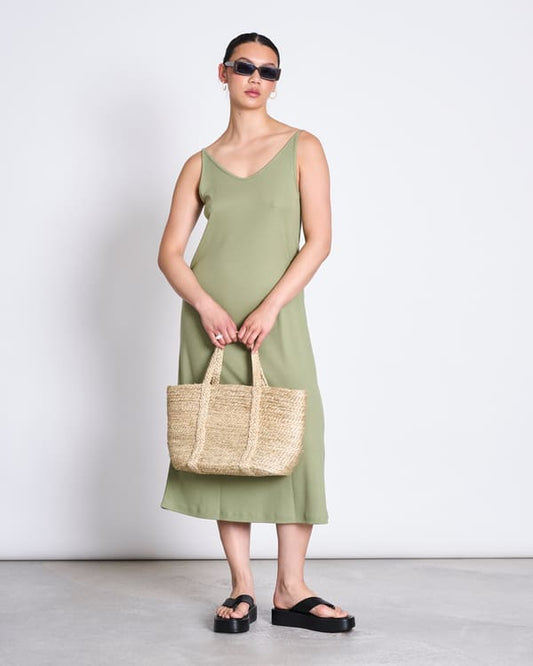 Midi Dress TRIANGLE - pale olive