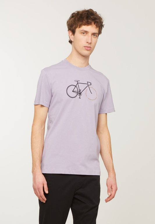 T-Shirt AGAVE BIKE LETTERS - grey lilac