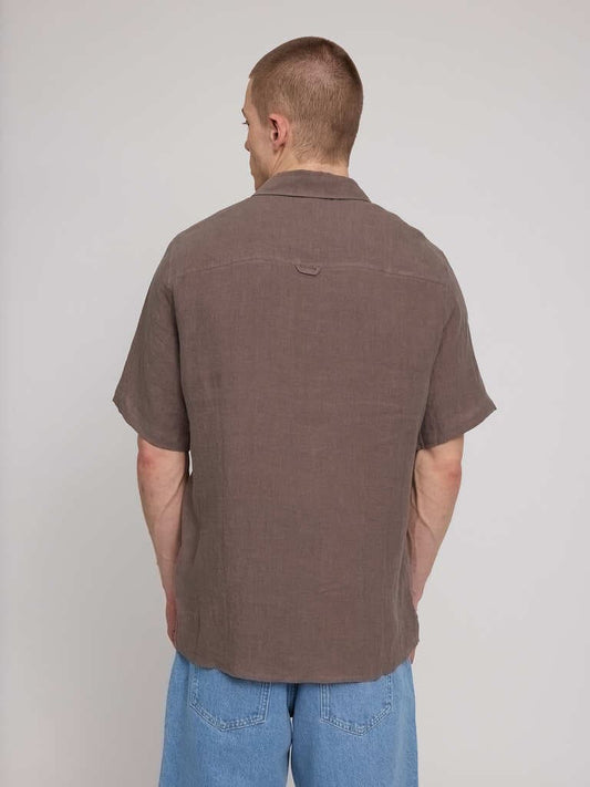 Hemd SHORTSLEEVE LINEN - grey brown