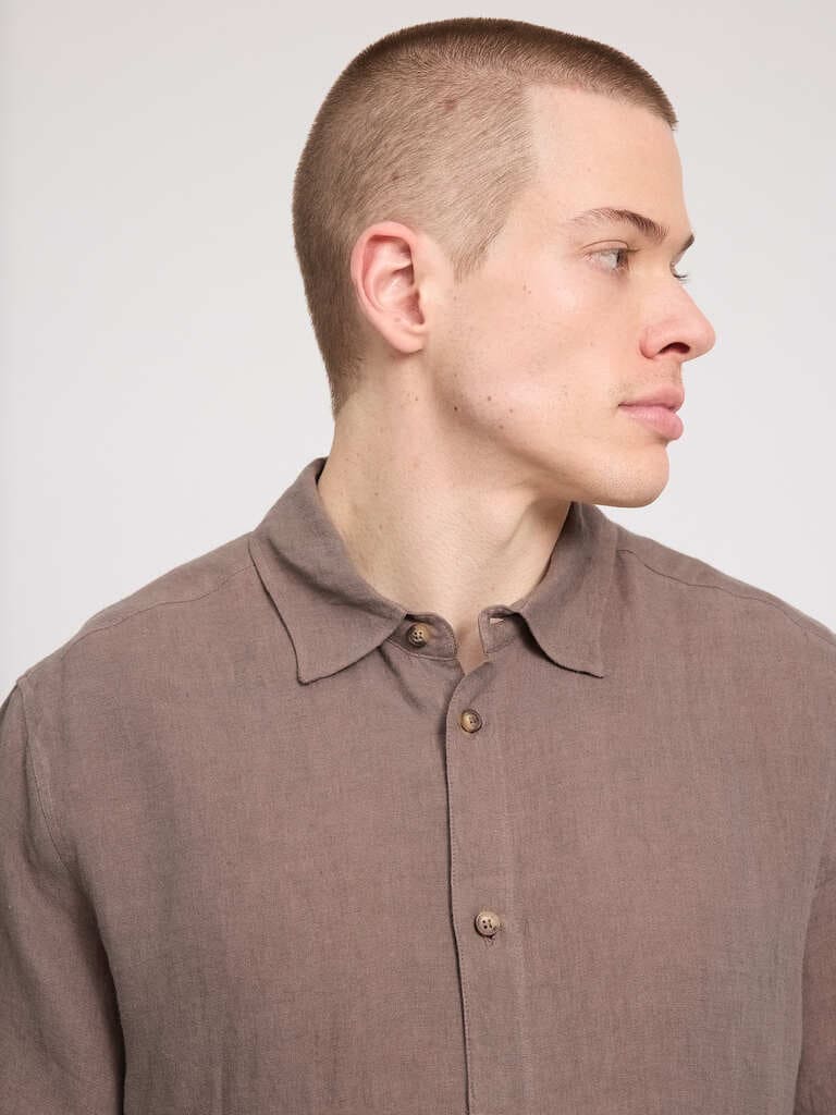 Hemd SHORTSLEEVE LINEN - grey brown