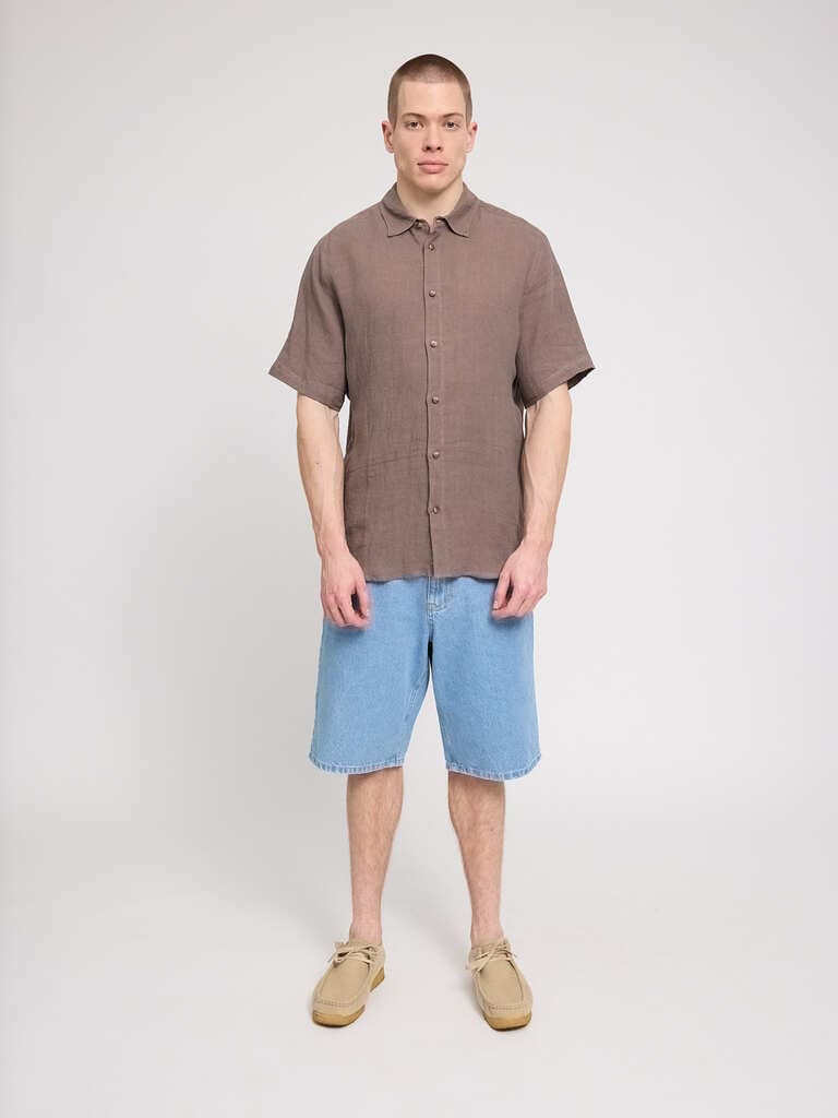 Hemd SHORTSLEEVE LINEN - grey brown
