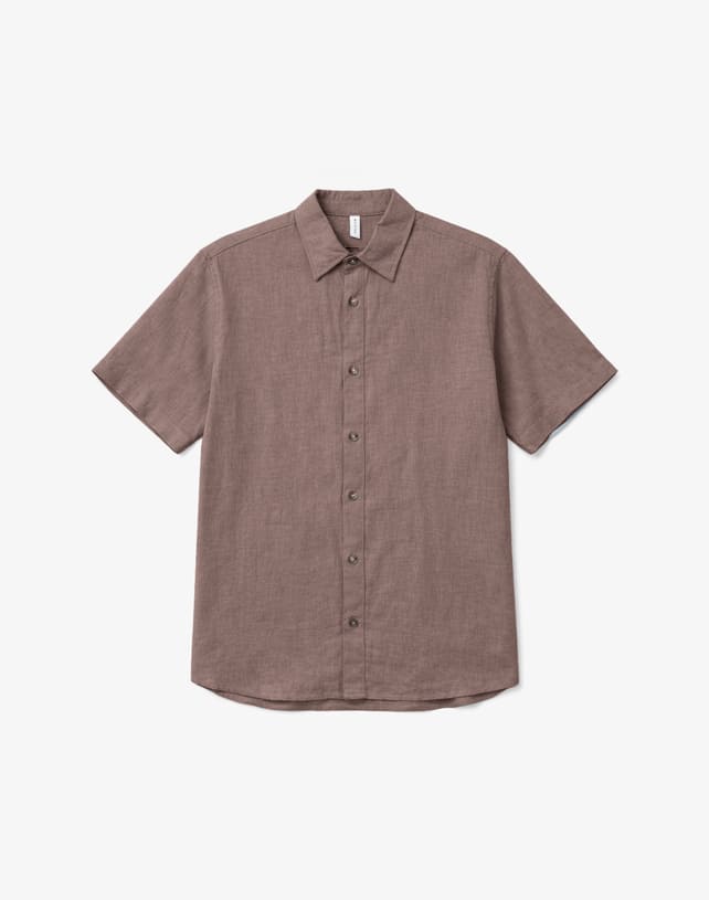 Hemd SHORTSLEEVE LINEN - grey brown
