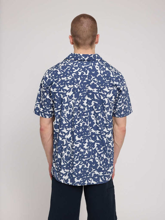 Hemd RESORT- blue indigo flowers