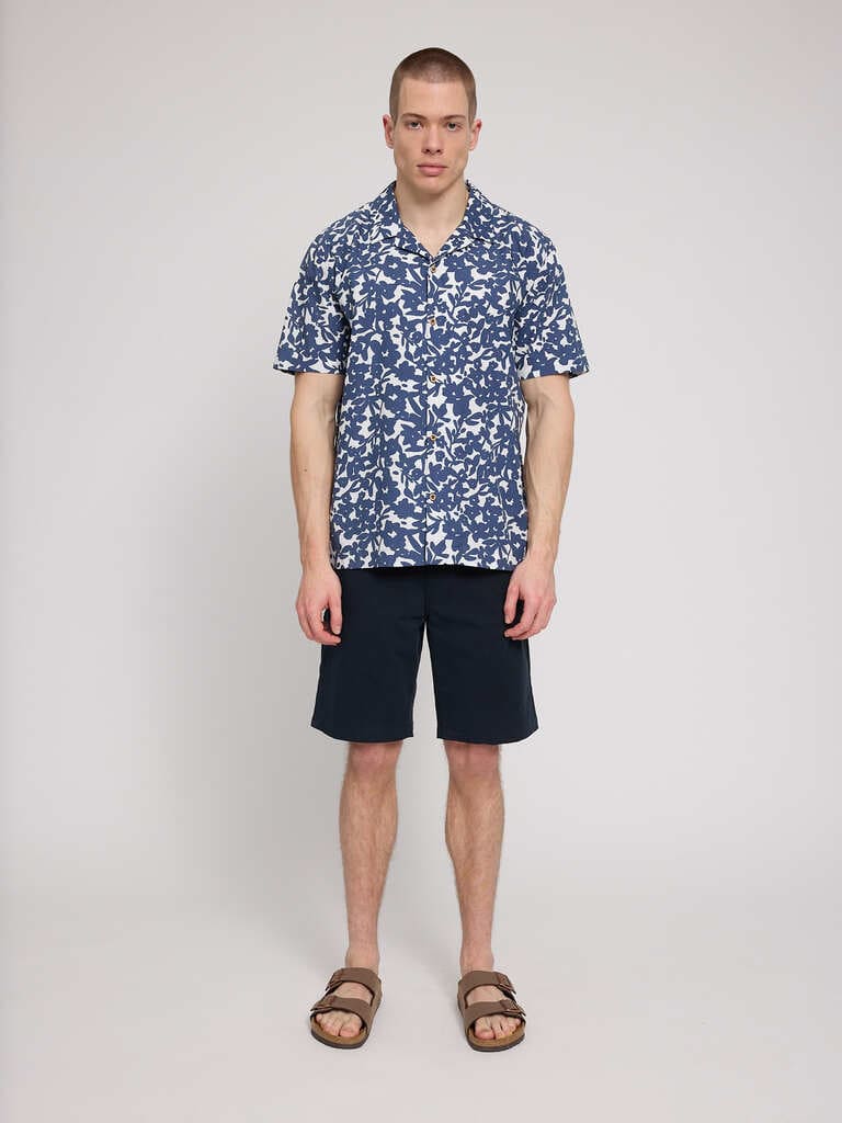 Hemd RESORT- blue indigo flowers