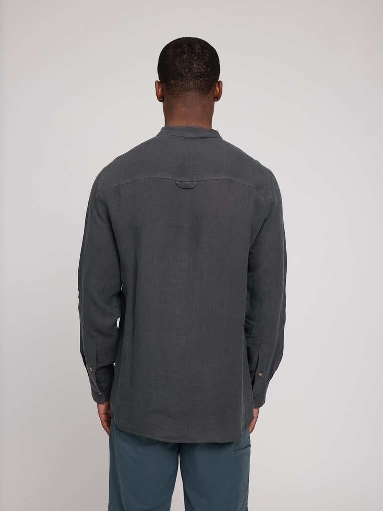 Hemd STAND COLLAR LINEN - anthra