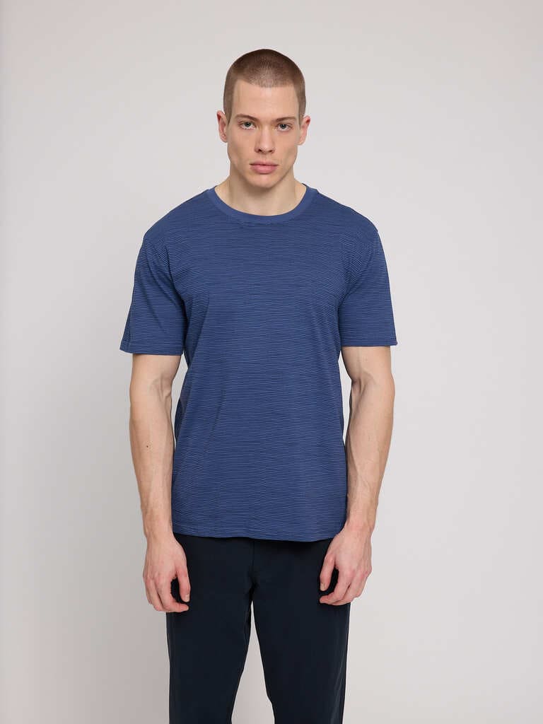 T-Shirt WOBBLY STRIPED- blue indigo-S