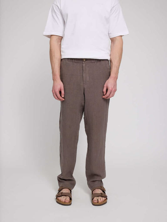 Pants LINEN - grey brown