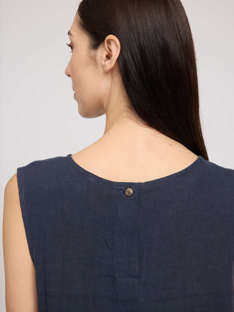 Top LINEN- ink blue