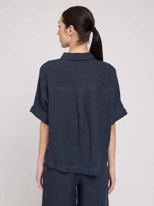Shirt SHORT SLEEVE LINEN- ink blue