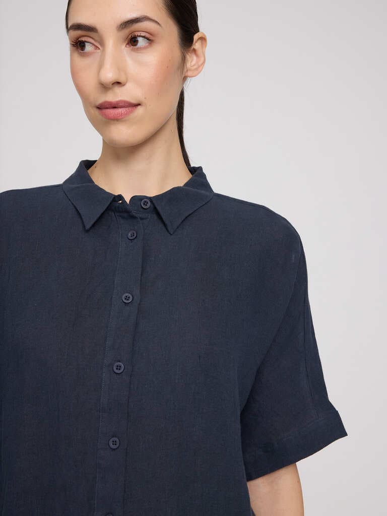 Shirt SHORT SLEEVE LINEN- ink blue
