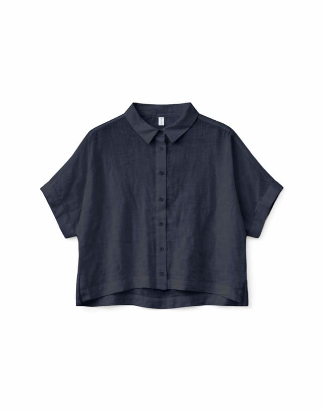 Shirt SHORT SLEEVE LINEN- ink blue