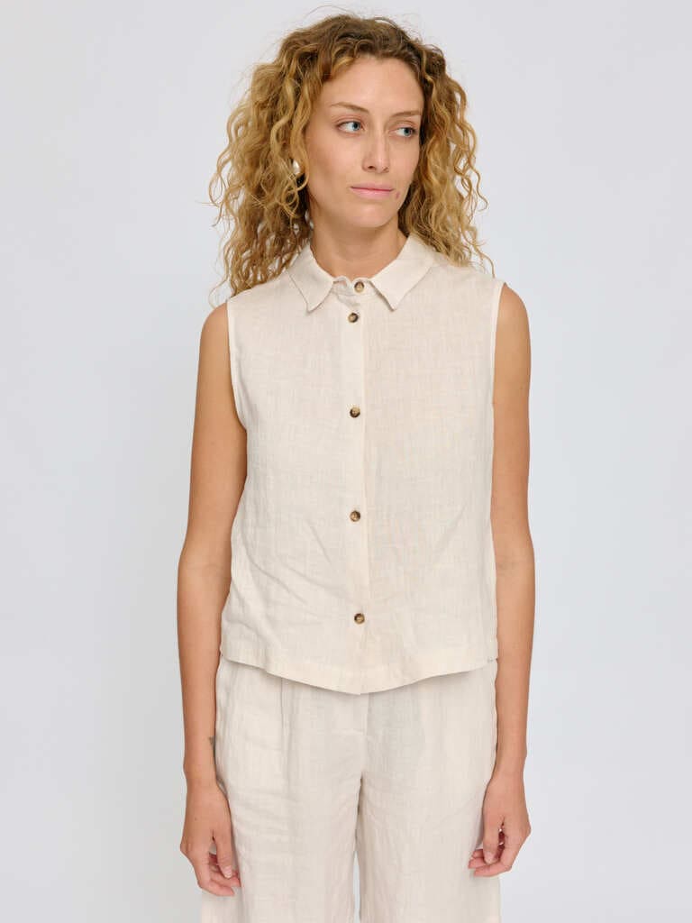 Shirt SLEEVELESS LINEN- moon