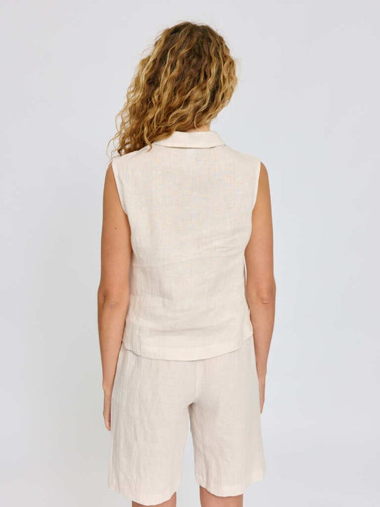Shirt SLEEVELESS LINEN- moon