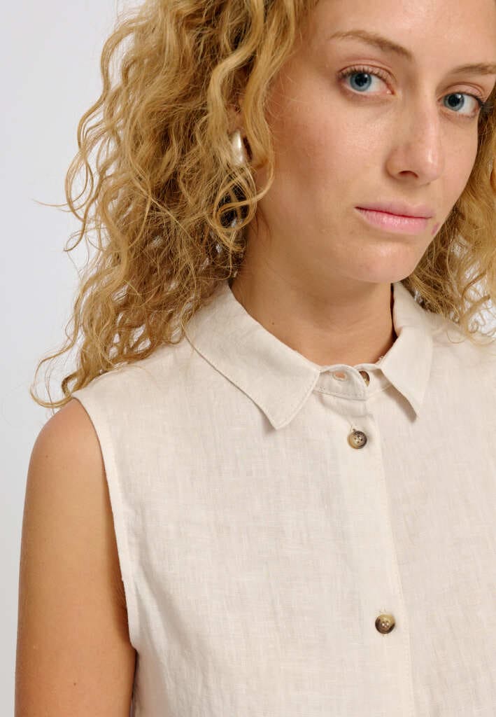 Shirt SLEEVELESS LINEN- moon