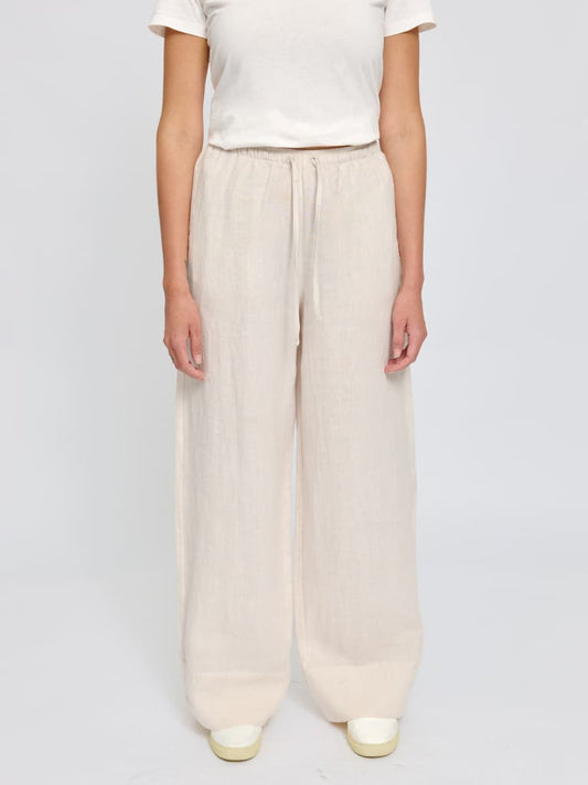 Drawstring Linen Pants - moon