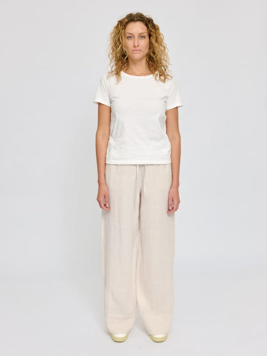 Drawstring Linen Pants - moon