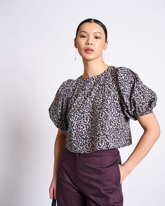 Cropped Blouse OLMOS -leo print