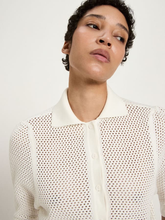 Strickjacke kurzarm- off white
