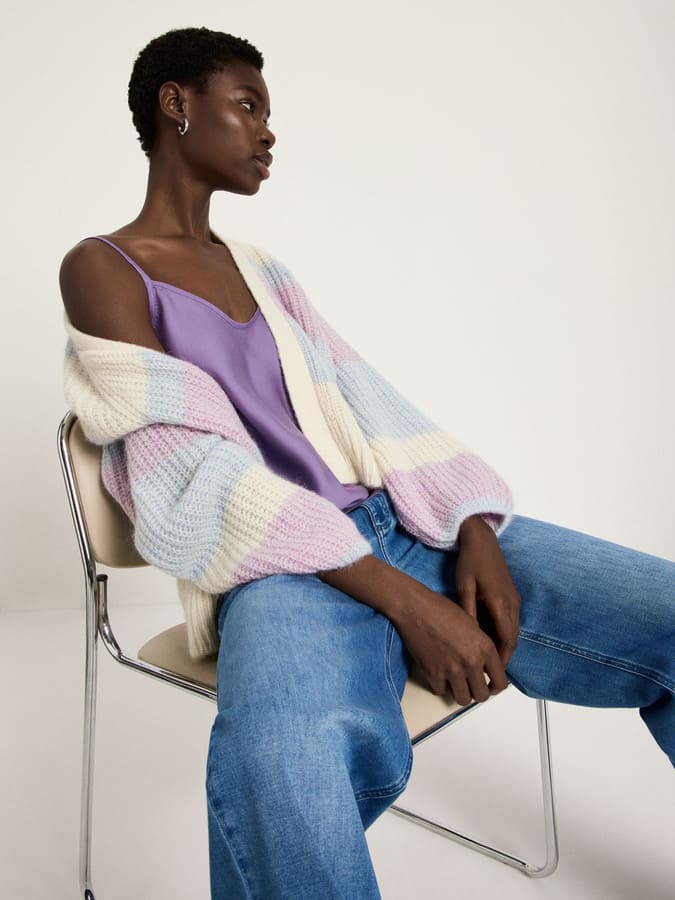 Chunky Strickjacke - multicolor stripe