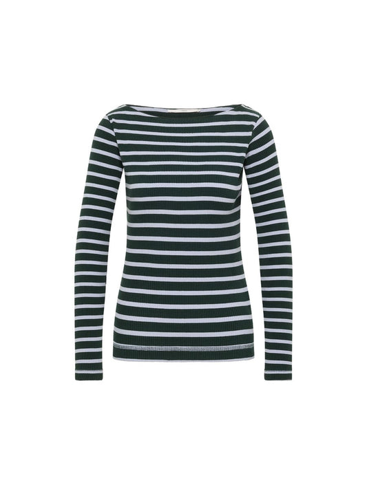Streifen-U-Bootshirt GOTS - lupine/forest