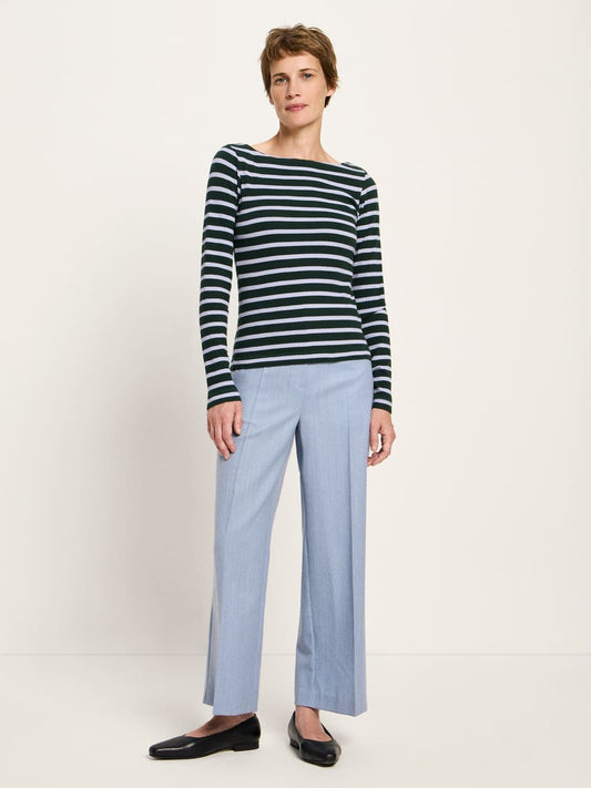 Streifen-U-Bootshirt GOTS - lupine/forest