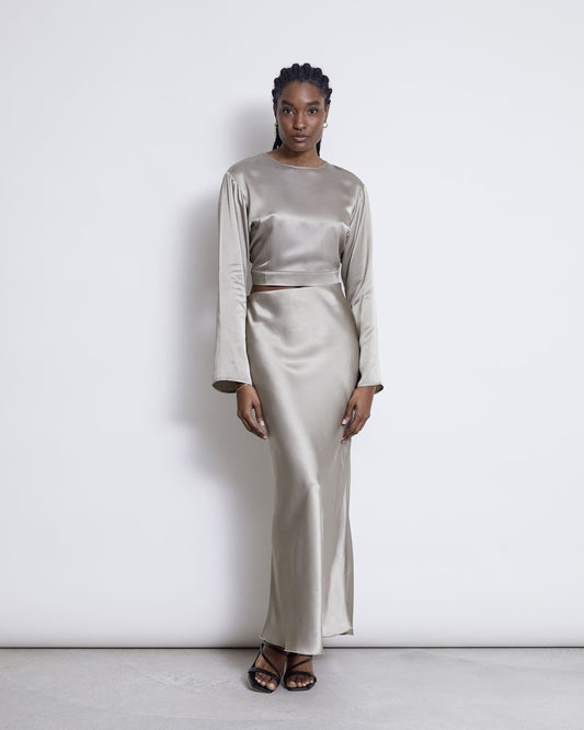 Maxi Skirt SERIN - silver grey