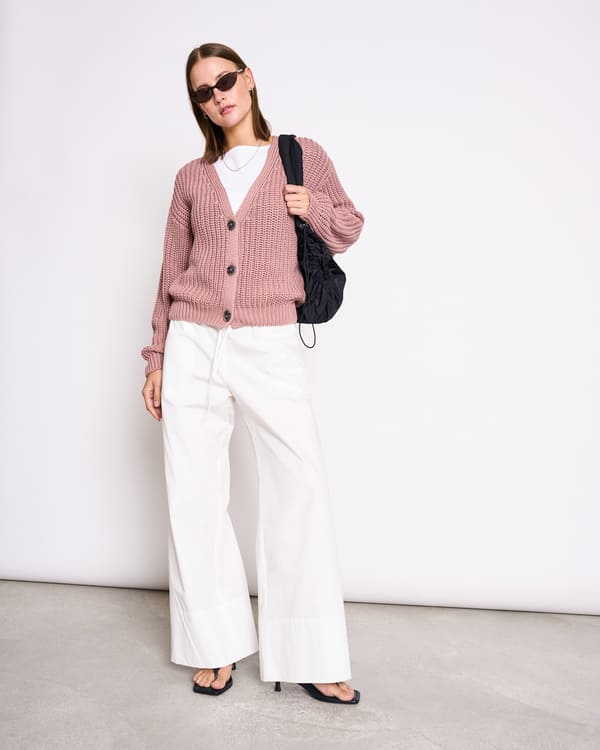 KNIT JACKET LENA - mauve