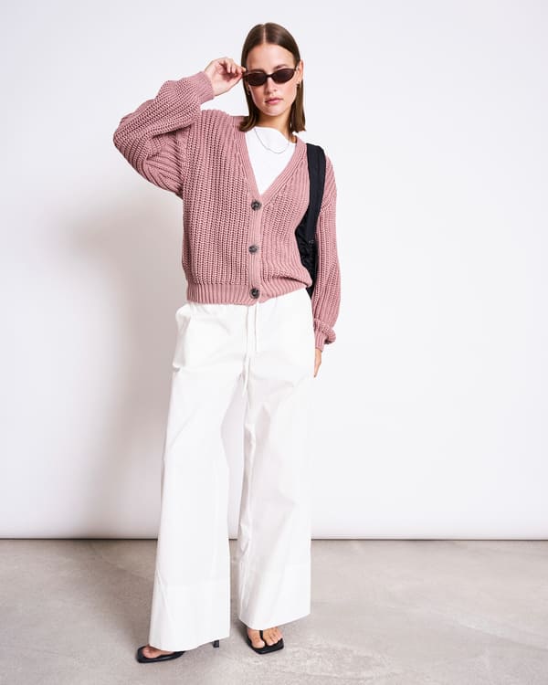 KNIT JACKET LENA - mauve
