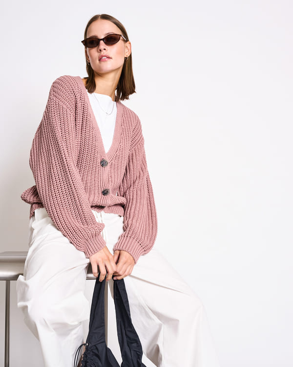 KNIT JACKET LENA - mauve