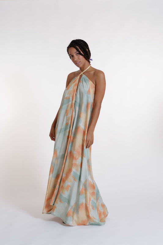 Dress MULTIPOSITION LONG TENCEL - villa print